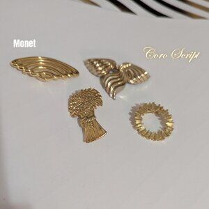 Vintage Lot Brooches Monet* Coro* and two more unsigned Gold tone